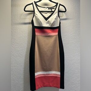 WHBM Sleeveless V-Neck Colorblock Sheath Dress Size 0P